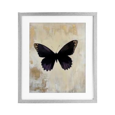 Imagem de Stupell Industries Impressão emoldurada cinza borboleta ametista rústica sob vidro, design por Franklyn Gregory, 53 x 43 cm