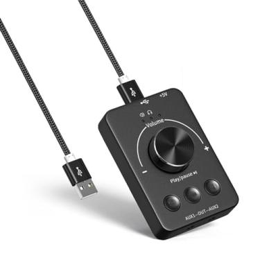 Imagem de Controlador de Volume Computador USB Transmissor Áudio BT5 1 Reprodução Pen Drive Placa Som Externa Adaptador Fone Ouvido Jack Duplo 3 5mm Plugue Type-C Plug and Play