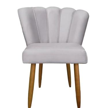 Imagem de Cadeira Pétala de Veludo Premium para Sala de Jantar – Design Moderno com Pé Palito(Cinza claro)