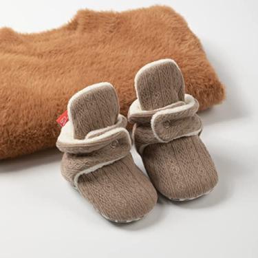 Imagem de Botas para bebês, meninos, meninas, antiderrapantes, quentes, de lã, essenciais para recém-nascidos, Marrom, 12-18 Months Toddler