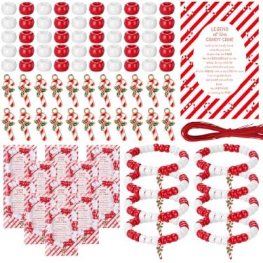Imagem de Ferreve 100 conjuntos de pulseiras religiosas de Natal, kit de artesanato faça você mesmo, pulseira The Legend of the Candy Cane, cartão listrado, presentes cristãos, para igreja, lembrancinha de