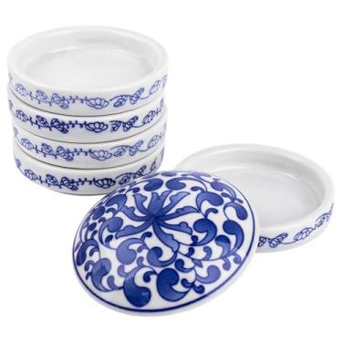 Imagem de Framendino, Paletas de cerâmica de porcelana, 5 camadas, conjunto de bandejas redondas de aquarela com tampa para artistas