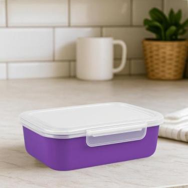 Imagem de Kit Pote Marmita Fitness 500ML com Trava Lateral P/ Microondas Geladei