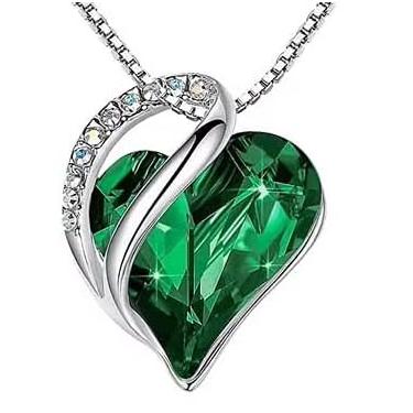 Imagem de Colar de presente de Dia das Mães para mulheres - Pingente de coração infinito com cristais de pedra do mês de nascimento, corrente banhada a prata 45,7 cm + corrente de 5 cm, joia elegante para