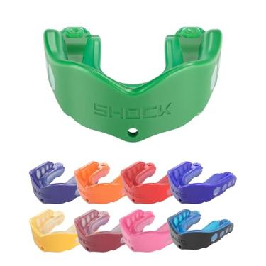 Imagem de Shock Doctor Protetor bucal esportivo, hóquei, lacrosse, beisebol, protetor de luta livre, proteção resistente em gel Max e ajuste personalizado, protetor bucal de futebol com alça, protetor bucal