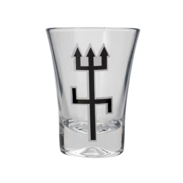 Imagem de Copo Dose Cachaça Exú Tridente Tradicional Vidro 45 Ml