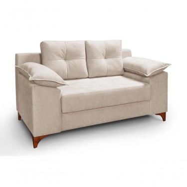 Imagem de Sofá Ibiza 2 L Casal 1,57m Veludo Luxo Fixo Pés De Madeira Creme 203