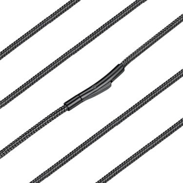 Imagem de ChainsHouse Colar masculino de corrente de cobra de 2 mm, ouro 14K, preto/preto/aço inoxidável, corrente simples para pingentes ou uso individual, joia masculina hipoalergênica, presente, 40,6 a 76,2