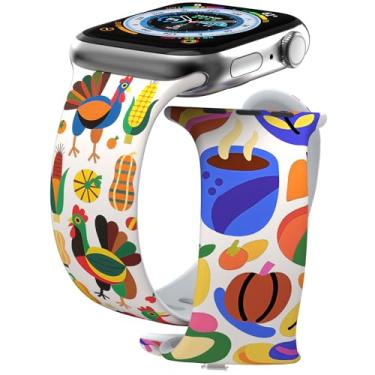 Imagem de THONWO Pulseiras esportivas de silicone macio para Apple Watch para homens e mulheres (creme de Ação de Graças, 38/40/41/42 mm (série 10))