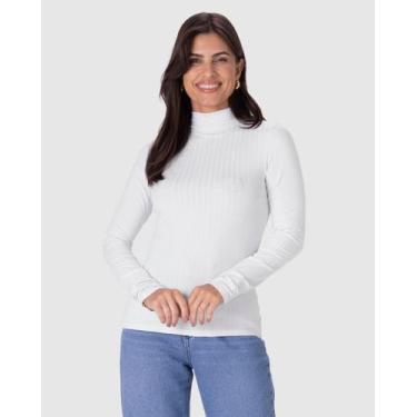 Imagem de Blusa Básica Feminina Gola Alta Em Malha Canelada De Viscose - Malwee,