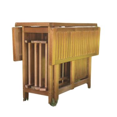 Imagem de Conjunto Dobrável Em Madeira Maciça De Eucalipto Rosa Acompanha 4 Cadeiras Prático E Durável