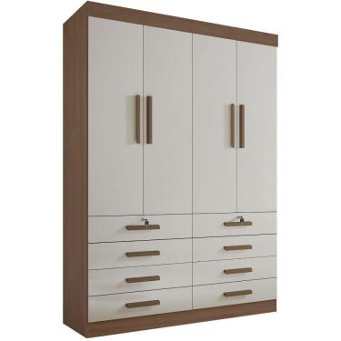 Imagem de Guarda Roupa Mônaco Plus Castanho Off White 4 Portas 8 Gavetas D?doro