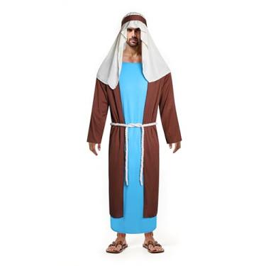 Imagem de Gukefun Fantasia de São José para adultos, pastor de presépio bíblico para homens, fantasia de Dia das Bruxas, Marrom, M