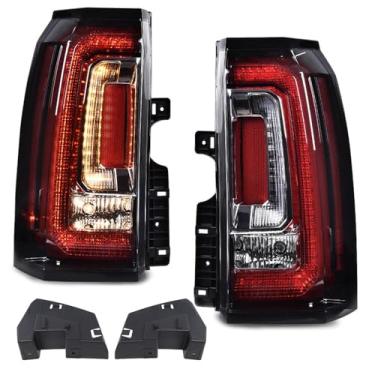 Imagem de PIT66 Luzes traseiras de LED compatíveis com GMC Yukon/Yukon XL 2015 2016 2017 2018 2019 2020 (submodelo: Denali, SLE, SLT) Conjunto de lâmpada traseira lado do motorista e do passageiro