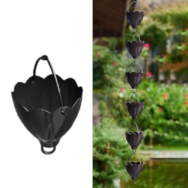 Imagem de WEBSID Calhas de desvio, corrente de chuva, coletores de chuva decorativos, água de desvio de metal Hangi móvel para drenagem/calha de chuva, corrente ajustável para coletor de chuva de flores, calha