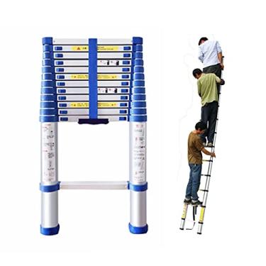Imagem de HYUIO Escada de extensão telescópica, escada telescópica azul, escada dobrável de alumínio, escada telescópica multiuso de 4,6 20,9 m, 3 pés, escada compacta no sótão, escada de engenharia elevável
