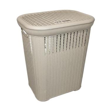 Imagem de Cesto P/ Roupa Suja RATTAN 50 Litros Lavandeira Organizador - INJEPLAS
