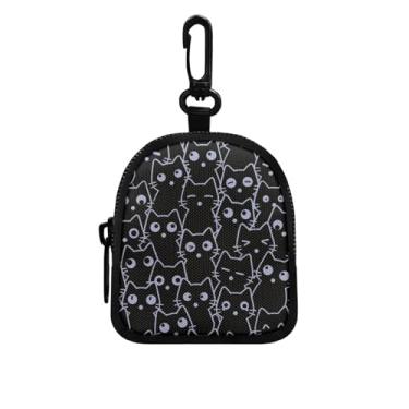 Imagem de Mini porta-moedas portátil para chaves, moedas, fone de ouvido, batom, porta-cartões, organizador de cabos de dados, Gato engraçado, P