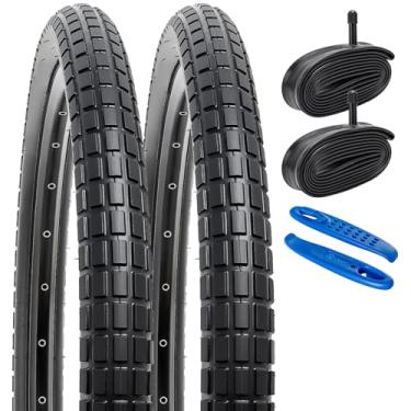 Imagem de YUNSCM 2 peças de pneus de bicicleta de 66 cm 26 x 2,125/57-559 e 66 cm válvula Schrader compatível com bicicleta de estrada 26 x 2,10 26 x 2,125 26 x 2,15 pneus e tubos de bicicleta (Y-677)