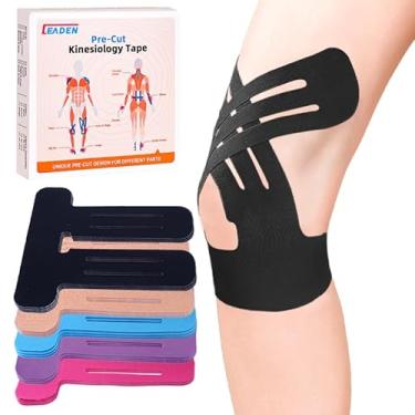Imagem de IEADEN Fita cinesiológica pré-cortada para joelhos, 20 peças, atualizada, suporte e estabilidade do joelho, fita atlética para alívio da dor no joelho - impermeável e elástica, respirável