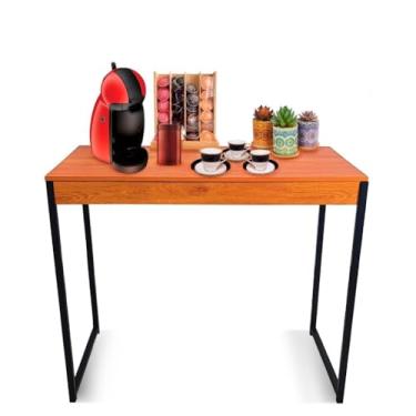 Imagem de Mesa para home office Escrivaninha Industrial Quarto Notebook Escritorio Computador para estudos(Amadeirado e Preto)