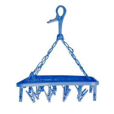 Imagem de Varal Dobrável com 24 Prendedores, Plástico e Aço, 31,5 x 31,5 cm, Cores Sortidas, para Roupas Pequenas e Acessórios