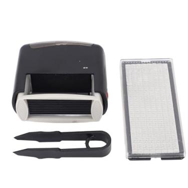 Imagem de Carimbo auto-tintado personalizado, carimbo de borracha automático com tinta vermelha brilhante para escritório, escola, uso doméstico, abs preto 48x18mm