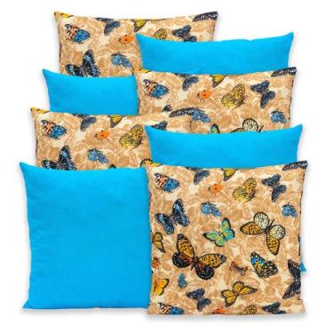 Imagem de Kit 8 Capas de Almofada com Zíper Gorgurinho 40x40cm Lisa e Estampada 