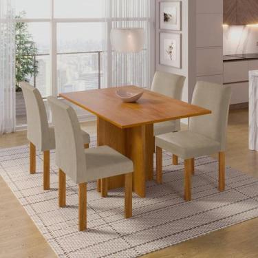 Imagem de Conjunto Sala de Jantar 4 Lugares Retangular Tampo MDF Mesa Carol com 