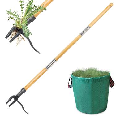 Imagem de Juxifyron Ferramenta extrator de ervas daninhas, ferramenta de remoção de ervas daninhas em pé, ferramenta de jardinagem manual de remoção de ervas daninhas com alça de 122 cm para dente-de-leão