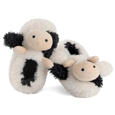 Imagem de KAKU NANU Pantufas infantis fofas de desenho animado de animais para meninas e meninos chinelos de lã quente para uso doméstico de inverno, Branco, 11-12 Little Kid