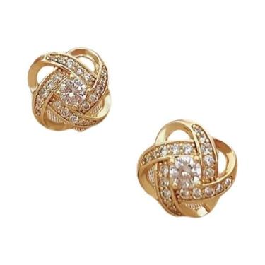 Imagem de Brincos De Zircônia Em Forma De Cruz Geométrica Oca De Luxo Leve Para 