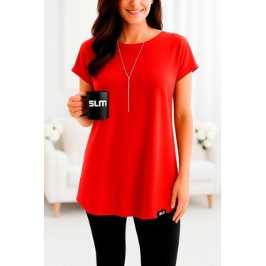 Imagem de Vestido Camisetão Slim Fitness Feminino Casual Verão, Vermelho, G