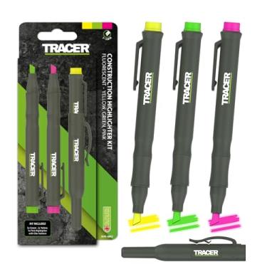 Imagem de Tracer Conjunto de marca-texto - amarelo, verde e rosa - pacote com 3. Fluorescente, não tóxico, à prova de manchas, anti-ressecamento, grau de construção