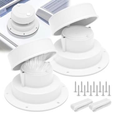 Imagem de 2 kits de tampas de ventilação de encanamento de trailer de alumínio com parafusos, kit de cobertura de esgoto de teto campistas com tela de filtro para tubo OD de 2,5 cm a 2-3/20.3 cm, substituição