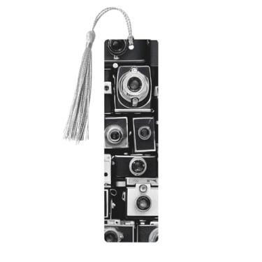 Imagem de Coleção de câmera retrô descolada, marcadores de página de madeira personalizados, acessórios de livros exclusivos para homens e mulheres, atende a todas as necessidades dos amantes de livros