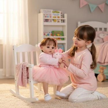 Imagem de Boneca Reborn Valentina Cabelo Implantado Fio a Fio Linda - Cegonha Re