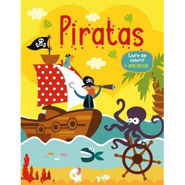 Imagem de Livro de colorir com adesivos - piratas - Pé da Letra