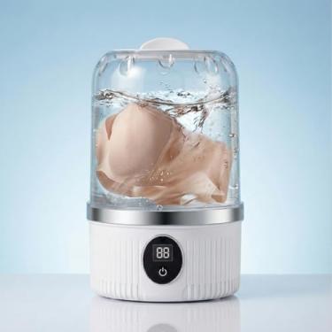 Imagem de Máquina de lavar roupa íntima, mini lavadora portátil sem BPA para meias, roupas de bebê, copo pequeno sem fio para viagens, dormitório, apartamento, trailer, acampamento, crianças (branco pérola)