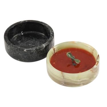 Imagem de Radicaln Copos de molho de mármore preto e verde 80 ml conjunto de copos de molho artesanal - conjunto de acompanhamentos para cozinha