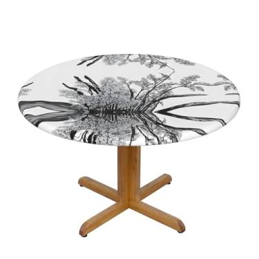 Imagem de Zeraoke Toalha de mesa redonda com estampa de folhas de samambaia silhueta de planta natural, 152 cm, capa de mesa à prova d'água para uso interno e externo, cozinha, jantar, festa, pátio