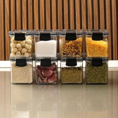Imagem de Mini Potes Selados Para Armazenar Condimentos de Cozinha, Projetados Para Caber Perfeitamente em ArmáRios de PláStico Para FáCil Acesso Sem Sujar As MãOs.(8 Potes)