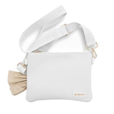 Imagem de NoblePup Bolsa Bark Bag para cães – Bolsa transversal para mulheres e homens – Pochete para donos de cães e passeios, Branco, Medium