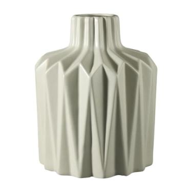 Imagem de FLCPJGV Vaso de Cerâmica Geométrico, Decoração de Mesa, Boho, Ornamento de Mesa para Apartamento, Mesa de Café, Peças Centrais de Casamento, Size L Light Grey, Tamanho real