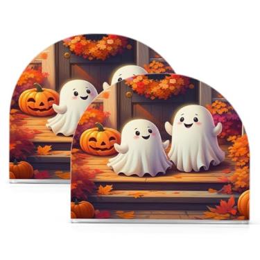 Imagem de Wassud Porta-guardanapos acrílico para dois fantasmas divertidos, dispensador de guardanapos de papel moderno em forma de U para mesa, cozinha, sala de jantar, bancada 2 peças (comporta 50-60