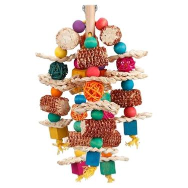 Imagem de Gralara Brinquedo para mastigar para pássaros, multicolorido, interativo, acessório para gaiola de pássaros, brinquedo para gaiola de casa,
