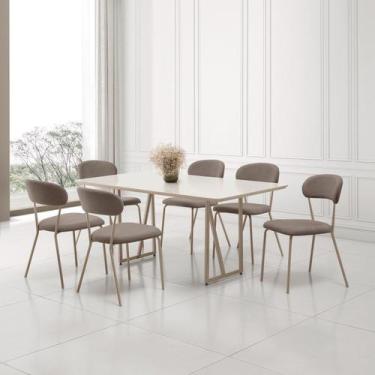 Imagem de Conjunto para Sala de Jantar com 6 Cadeiras Betina - Aço Nobre Móveis