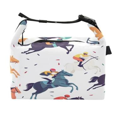 Imagem de STAYTOP Lancheira de corrida de cavalos com fivela de alça, lancheira isolada para meninos e meninas, lancheira térmica para trabalho escolar