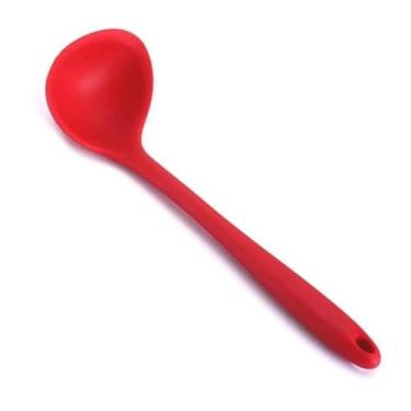 Imagem de Concha de Silicone Vermelha, 28,5 cm, Resistente ao Calor até 180°C, Antiaderente, para Sopas e Molhos