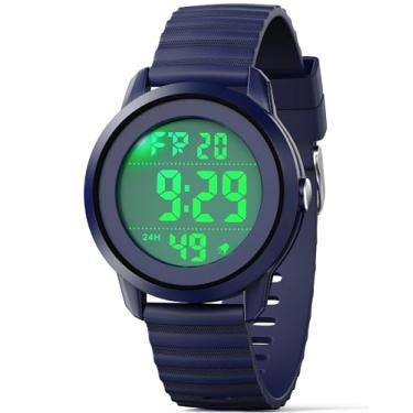 Imagem de Juboos Relógio digital masculino esportivo, à prova d'água, cronógrafo, ao ar livre, com luz traseira de LED/alarme/data